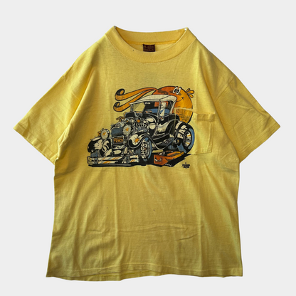 70's Sears Kings Road FORD クラシックカー HOT ROD プリントTシャツ 黄色(L)/A6411T-SO