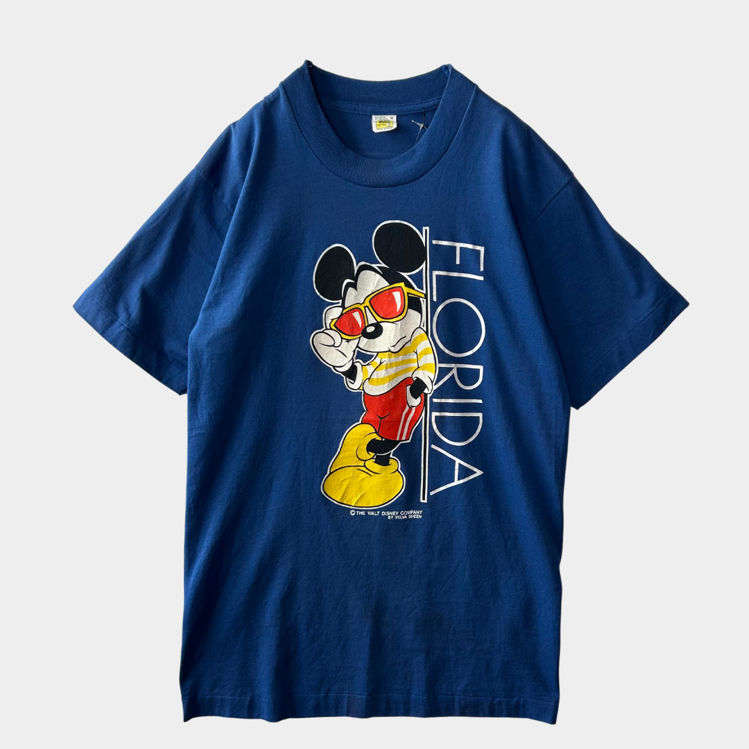 80's Velva Sheen FLORIDA ミッキーTシャツ 青(M)/B2192T-SO