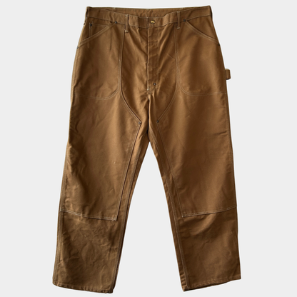 70's Carhartt カーハート ダブルニー ワークパンツ 股リベ ブラウン (実寸W37L29相当)/C1253P-SO