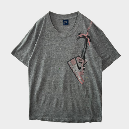 80's NIKE 肩掛けAIR JORDAN1 ジョーダン プリントTシャツ グレー (L)/A4073T-SO