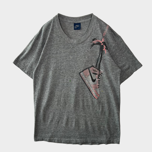 80's NIKE 肩掛けAIR JORDAN1 ジョーダン プリントTシャツ グレー (L)/A4073T-SO