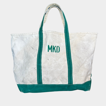 80's L.LBean エルエルビーン Boat&Tote キャンバストート 刺繍有り グリーン/A9303AC-SO