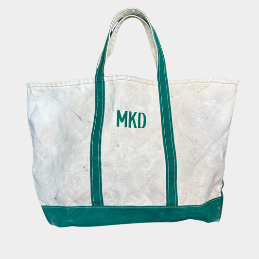 80's L.LBean エルエルビーン Boat&Tote キャンバストート 刺繍有り グリーン/A9303AC-SO