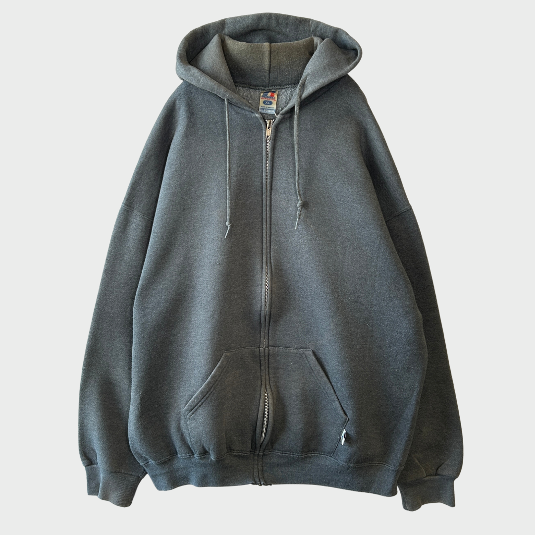 00's Russell Athletic  ラッセル ジップフーディー パーカー ダークグレー (XL) /A8816S-SO
