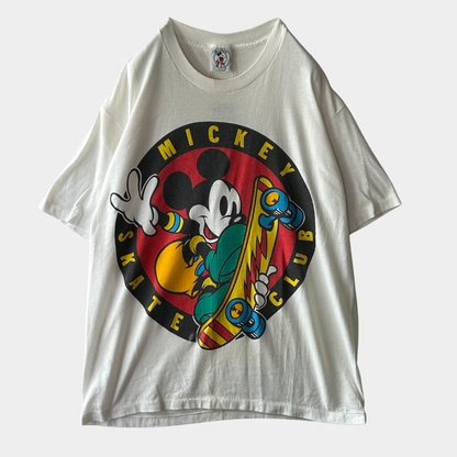 90's Mickey&Co. ミッキーマウス スケートボード キャラクターTシャツ 白 (One size)/A7570T-SO