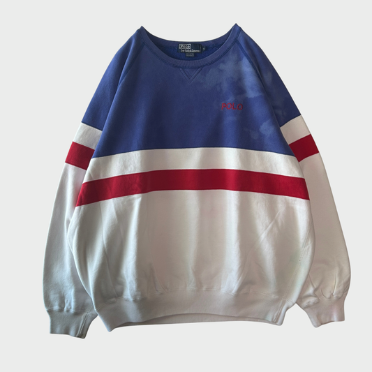 90's Polo by Ralph Lauren ラルフローレン ラグランスウェット 青白赤()XL/B1199S-SO