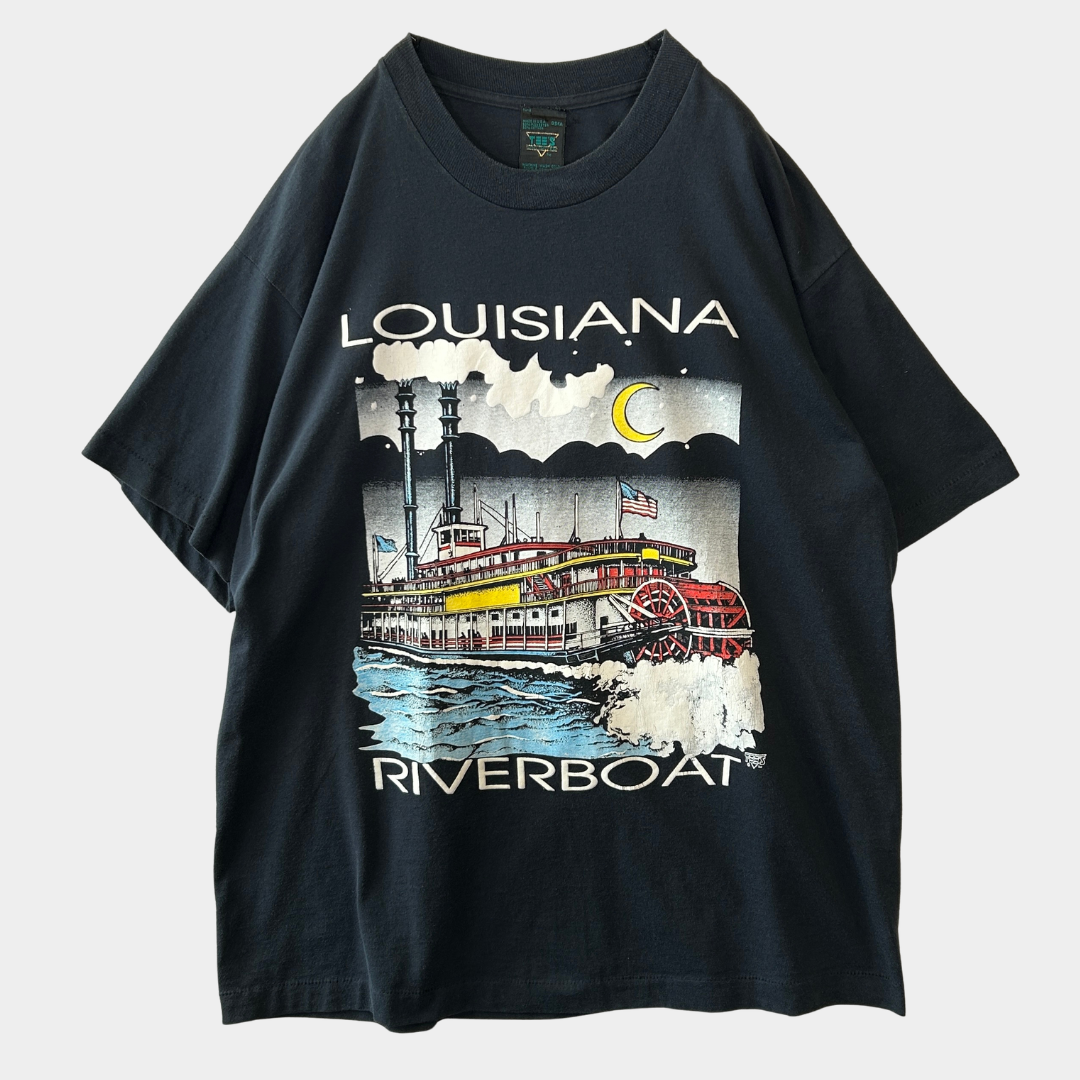 90's TEE'S ルイジアナ リバーボート スーベニアTシャツ USA製 黒(One Size)/C0704T-SO
