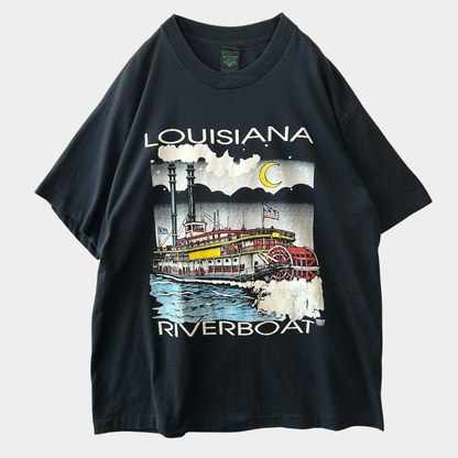 90's TEE'S ルイジアナ リバーボート スーベニアTシャツ USA製 黒(One Size)/C0704T-SO