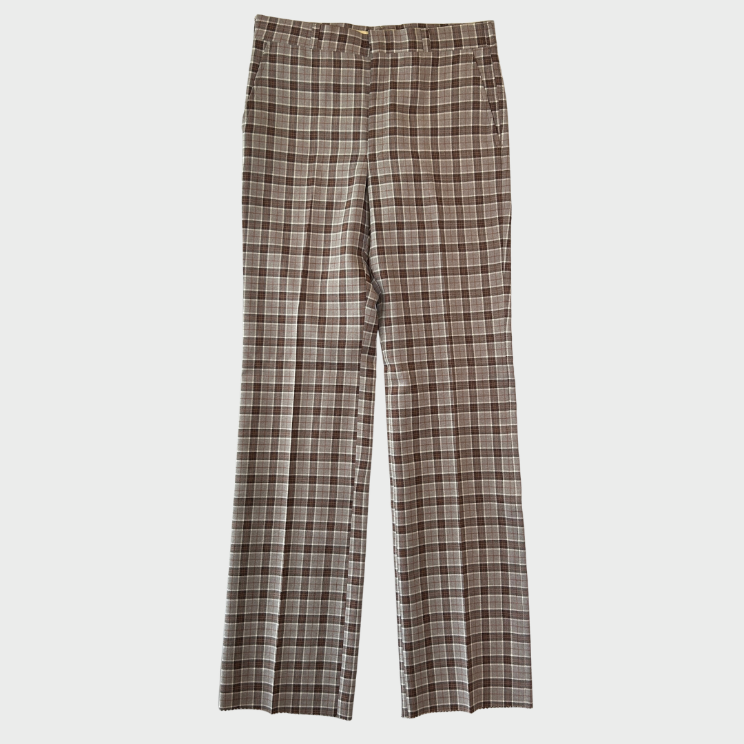 70-80's Hubbard Slacks ハバード・スラックス ベージュ×ブラウン×ホワイト (不明)/B4159P-SO