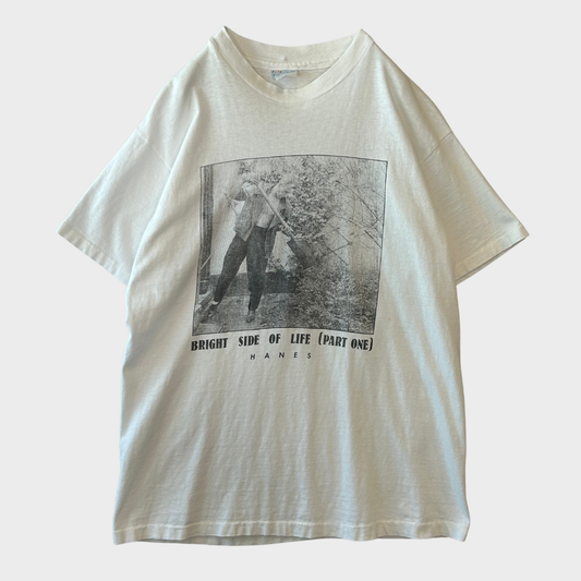 90's Hanes ヘインズ モノクロ アート フォトTシャツ 白 (L) /B3754T-SO