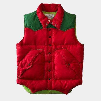 70's Powderhorn Mountaineering パウダーホーン ダウンベスト レッド/グリーン(M)/C1693V-SO