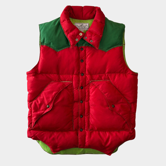 70's Powderhorn Mountaineering パウダーホーン ダウンベスト レッド/グリーン(M)/C1693V-SO