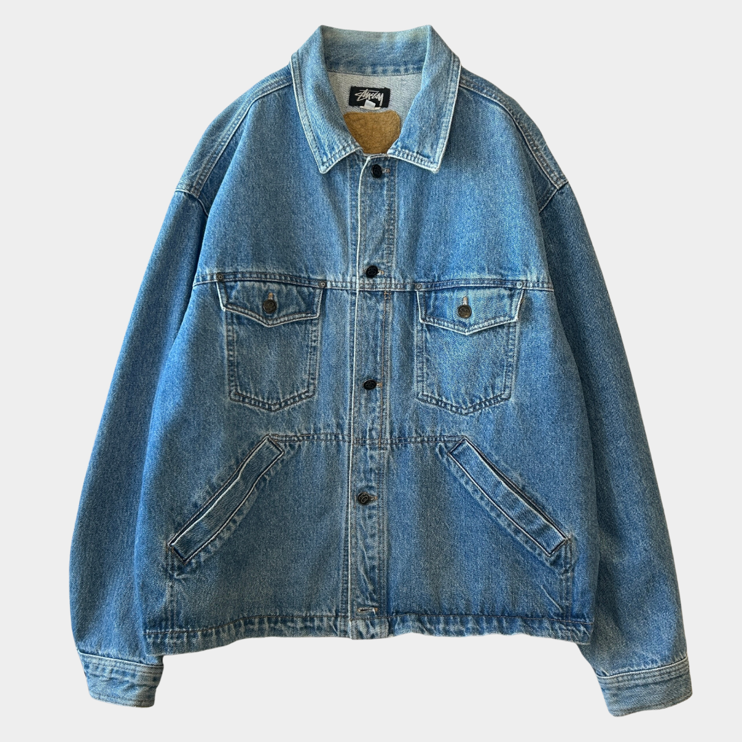 80's Old Stussy デニムトラッカージャケット オールドスケート (L)/B3169J-SO