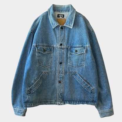 80's Old Stussy デニムトラッカージャケット オールドスケート (L)/B3169J-SO
