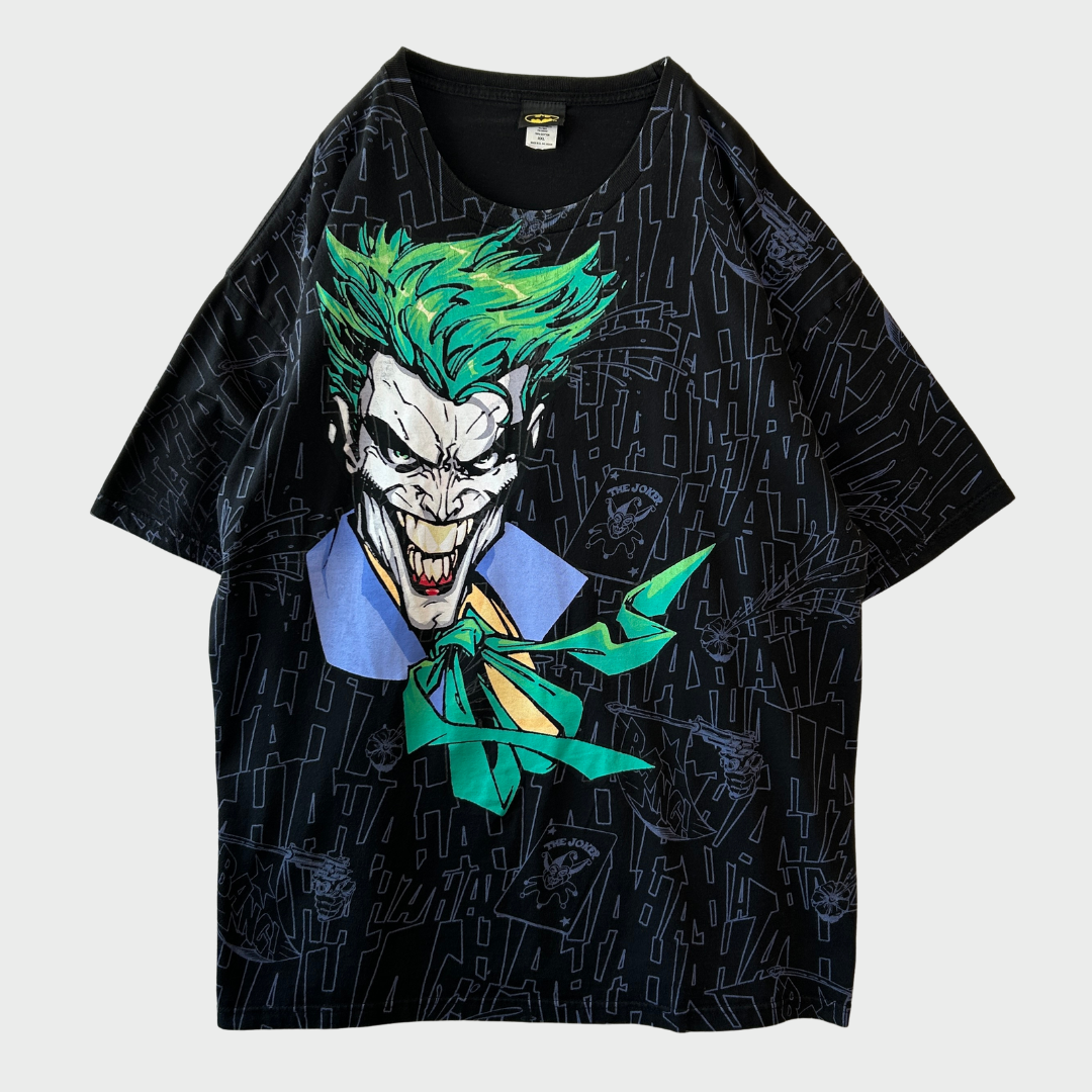00's DCコミックス BATMAN ジョーカー プリント 総柄キャラクターTシャツ 黒(XXL)/B3068T-SO