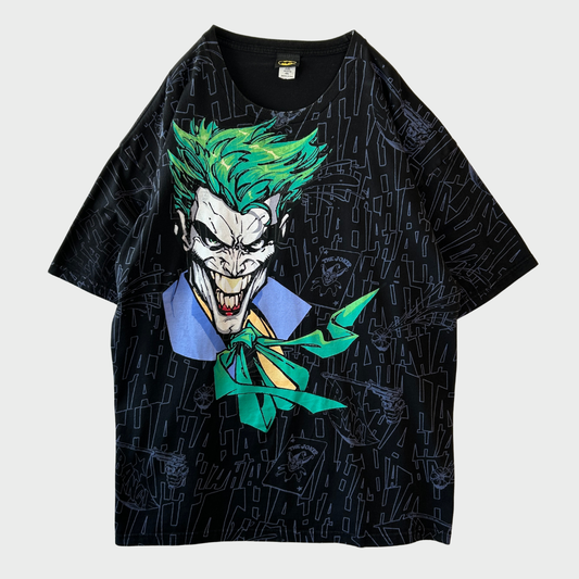 00's DCコミックス BATMAN ジョーカー プリント 総柄キャラクターTシャツ 黒(XXL)/B3068T-SO