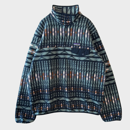 Patagonia パタゴニア スナップT ネイティブ柄 フリース ブルーグレー M /A8898F-SO