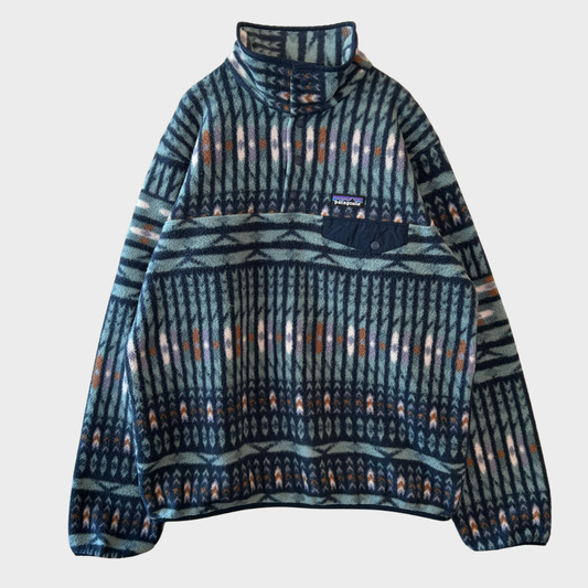 Patagonia パタゴニア スナップT ネイティブ柄 フリース ブルーグレー M /A8898F-SO