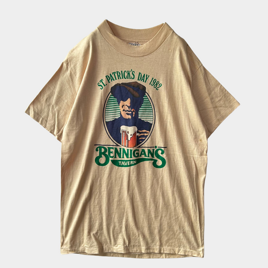 80's Hanes BENNIGAN'S レストラン 企業Tシャツ ベージュ(L)/A6910T-SO