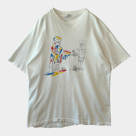 90's Hanes UNION COLLEGE イベントTシャツ アート 白(XL)/A7327T-SO