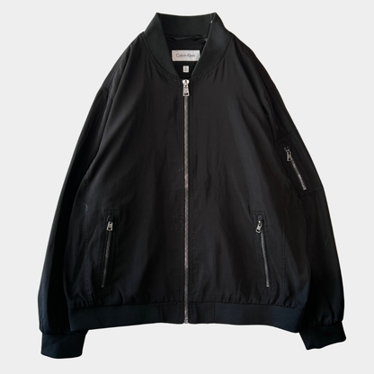 00's Calvin Klein フライト ボンバージャケット 黒 (XL)/B3631J-SO