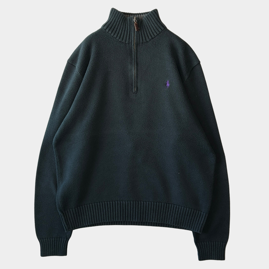 00's polo bu Ralph Lauren ラルフローレン ハーフジップニット 黒 (M)/B0408K-SO