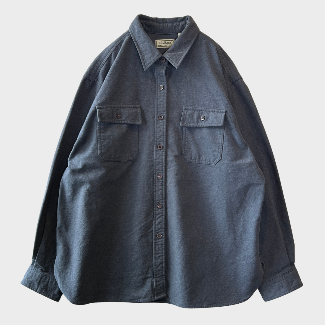 90's L.L.Bean エルエルビーン シャモアクロス シャツ ブルーグレー (ウィメンズXL) /B4153SH-SO
