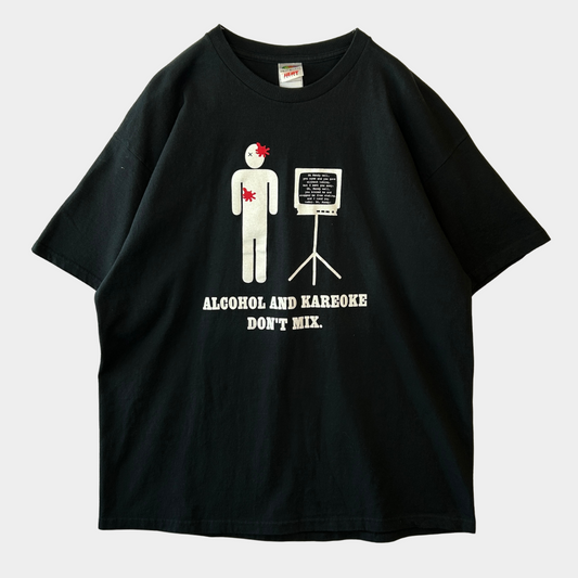 00's  ALCOHOL & KARAOKE DON'T MIX メッセージTシャツ 黒(XL)/A7324T-SO