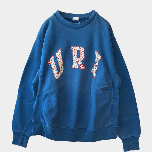 90's Unknown URI リバースウィーブタイプスウェット 内縫い アップリケ 刺繍 青/B1761S-SO