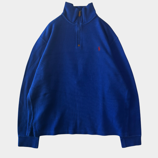 00's Polo by Ralph Lauren ラルフローレン クウォータージップシャツ 青 (L)/A1862S-SO