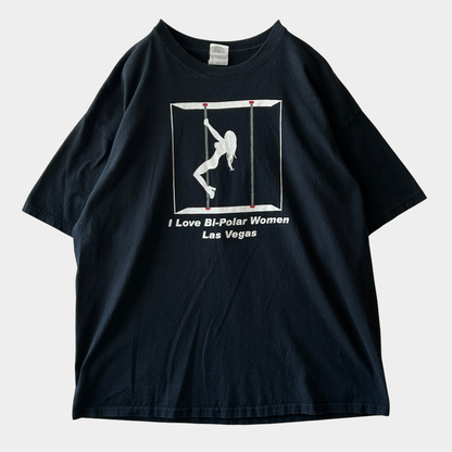 00's GILDAN Las Vegas "I LIVE Bi Poler Women" ジョークTシャツ 黒 (XL)/C1073T-SO