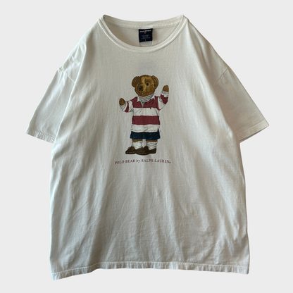 90's  POLO SPORT ラルフローレン ポロベアTシャツ白(L)/B3948T-SO