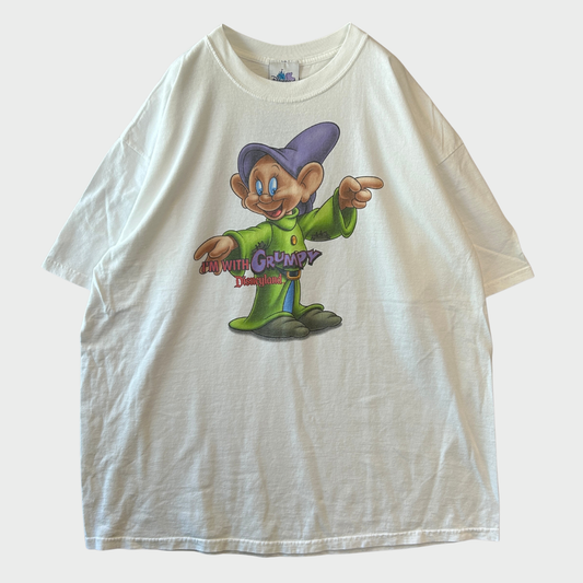 00's Disney DOPEY ドーピー 白雪姫 七人の小人 キャラクターTシャツ 白 (XXL)/A7585T-SO