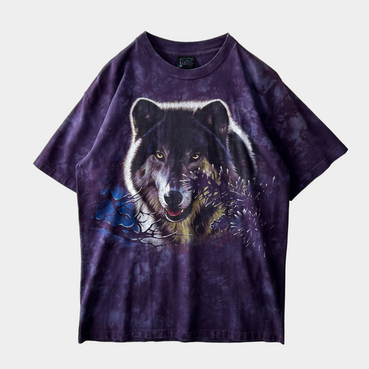 90's HABITAT オオカミ タイダイTシャツ 紫(M)B2130T-SO