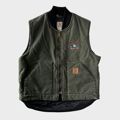 00's Carhartt カーハート 刺繍入り ダックベスト V02 MOS ワークベスト(L)/B4128V-SO