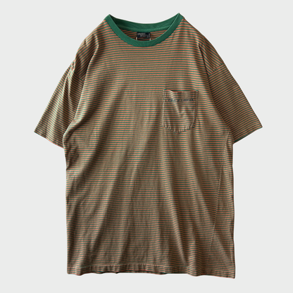 90's Ralph Lauren ラルフローレン ボーダーTシャツ 緑オレンジ (M) B2814T-SO