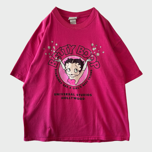 00's UNIVERSAL STUDIO HOLLYWOOD ユニバーサルスタジオ BETTY BOOP ベティ・ブープ キャラクターTシャツ ピンク XL B3477