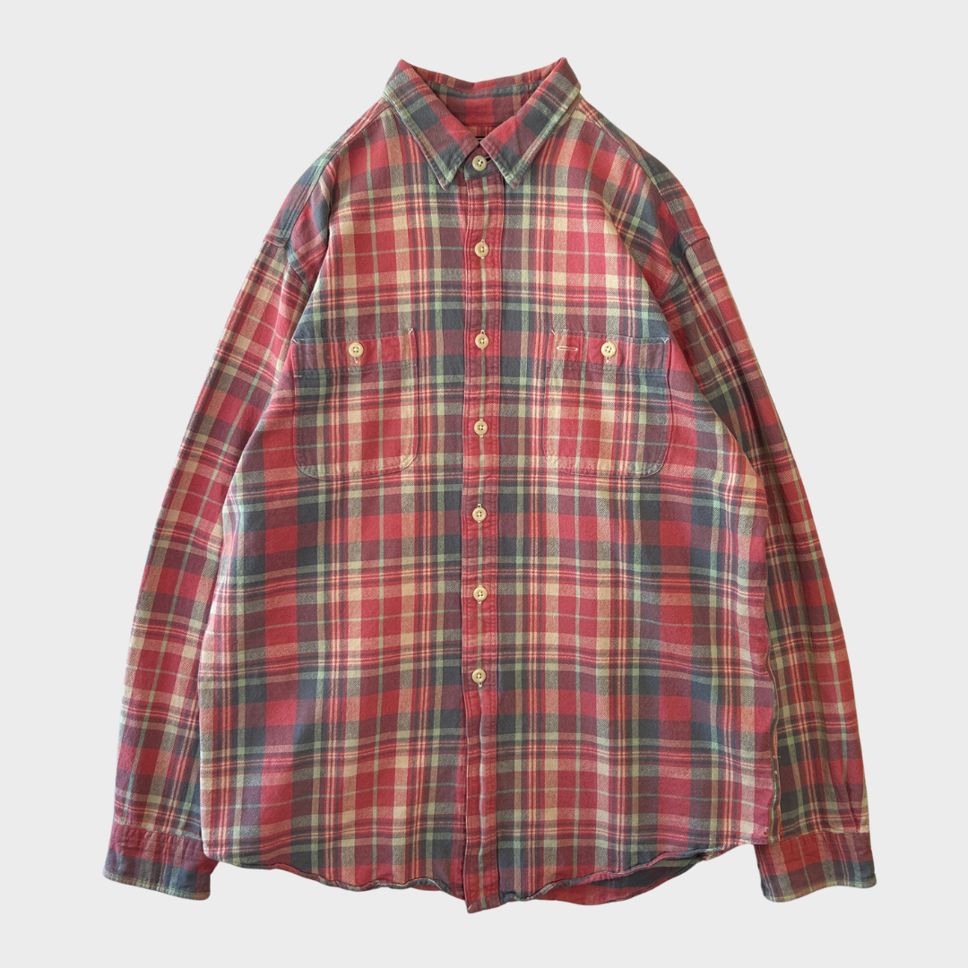 00's  Ralph Lauren  タータンチェック ネルシャツ 薄赤 XL /A8449SH-SO