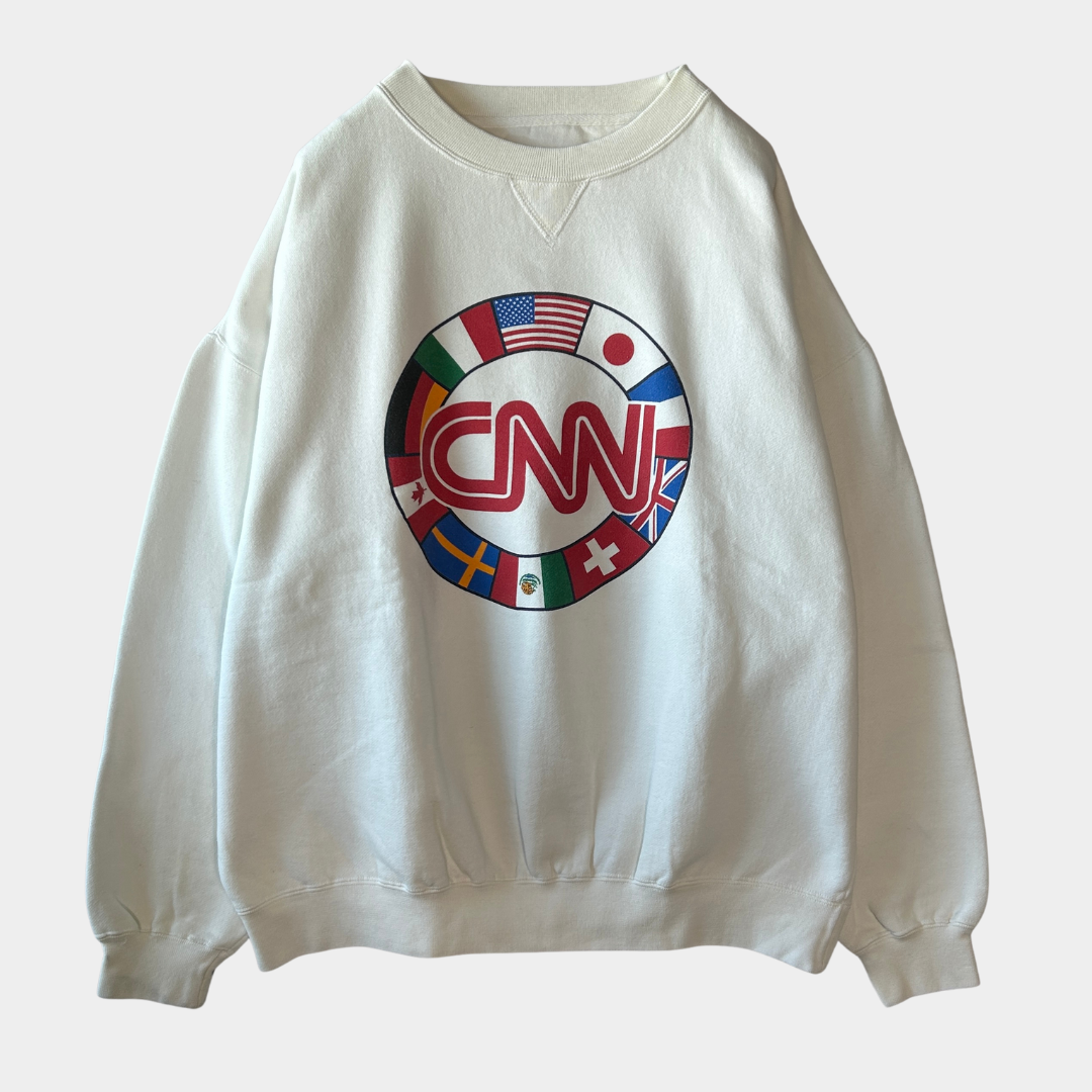 00's Gear CNN ニュースチャンネル スウェットシャツ 白 (XL)/B1256S-SO