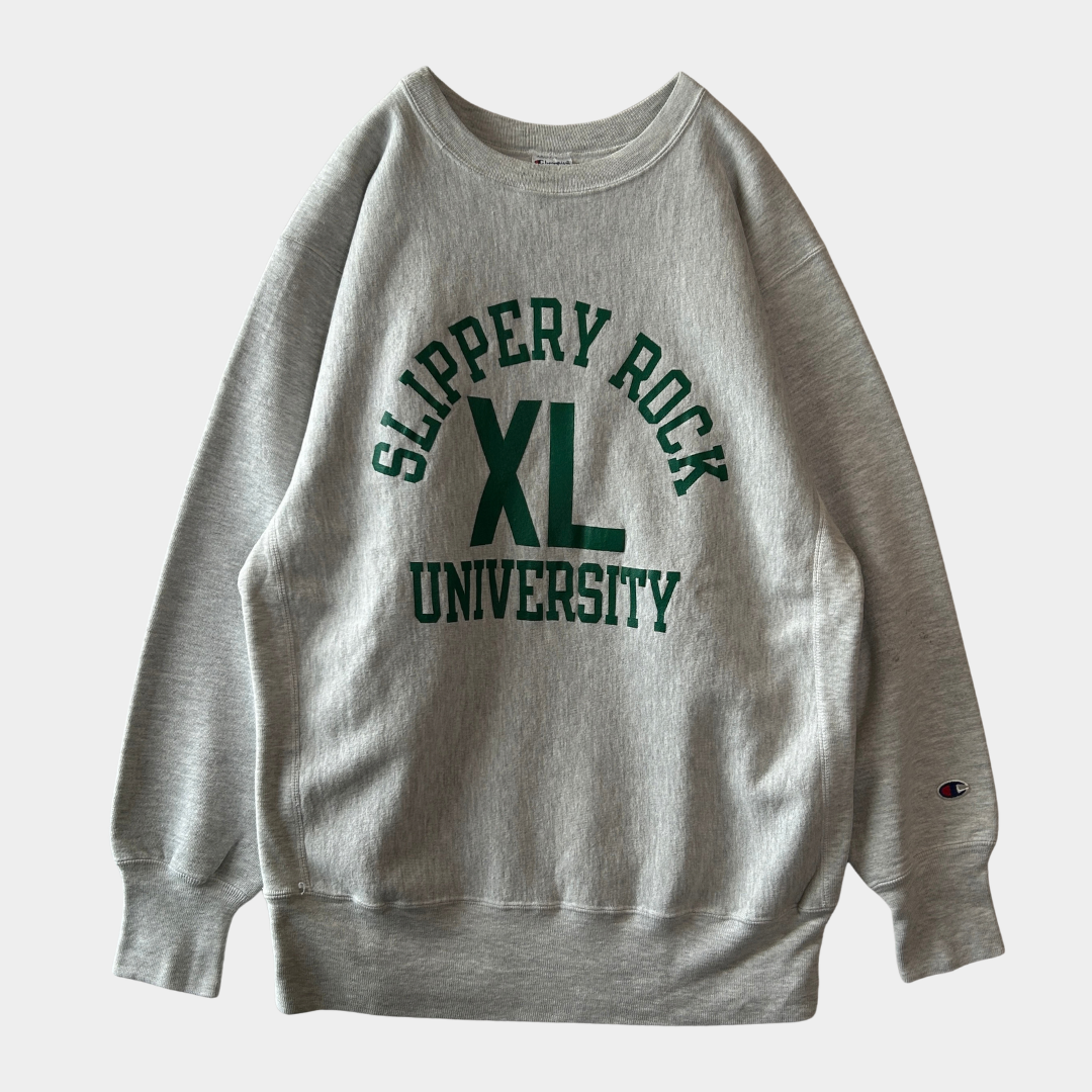 90's Champion Reverse Weave リバース Slippery Rock University カレッジスウェット (XL)/A6083R-SO