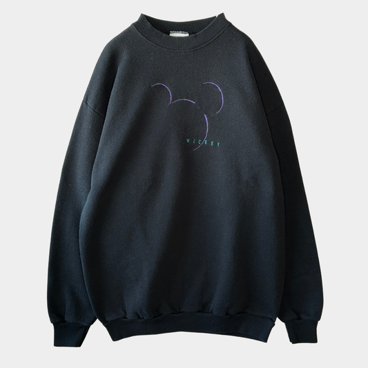 90's Mickey&CO Disney ディズニー ミッキーマウス刺繍 スウェット 黒 (L)/A8743S-SO