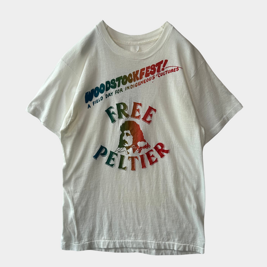 70's Fruit of The Loom WOOD STOCK Fes Tシャツ 白(サイズ不明)/A6451T-SO