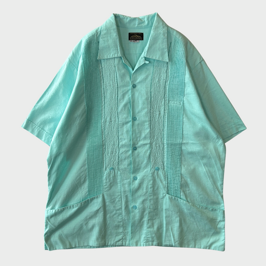00's YUCATAN キューバシャツ 水色 (XL)/A7641S-SO