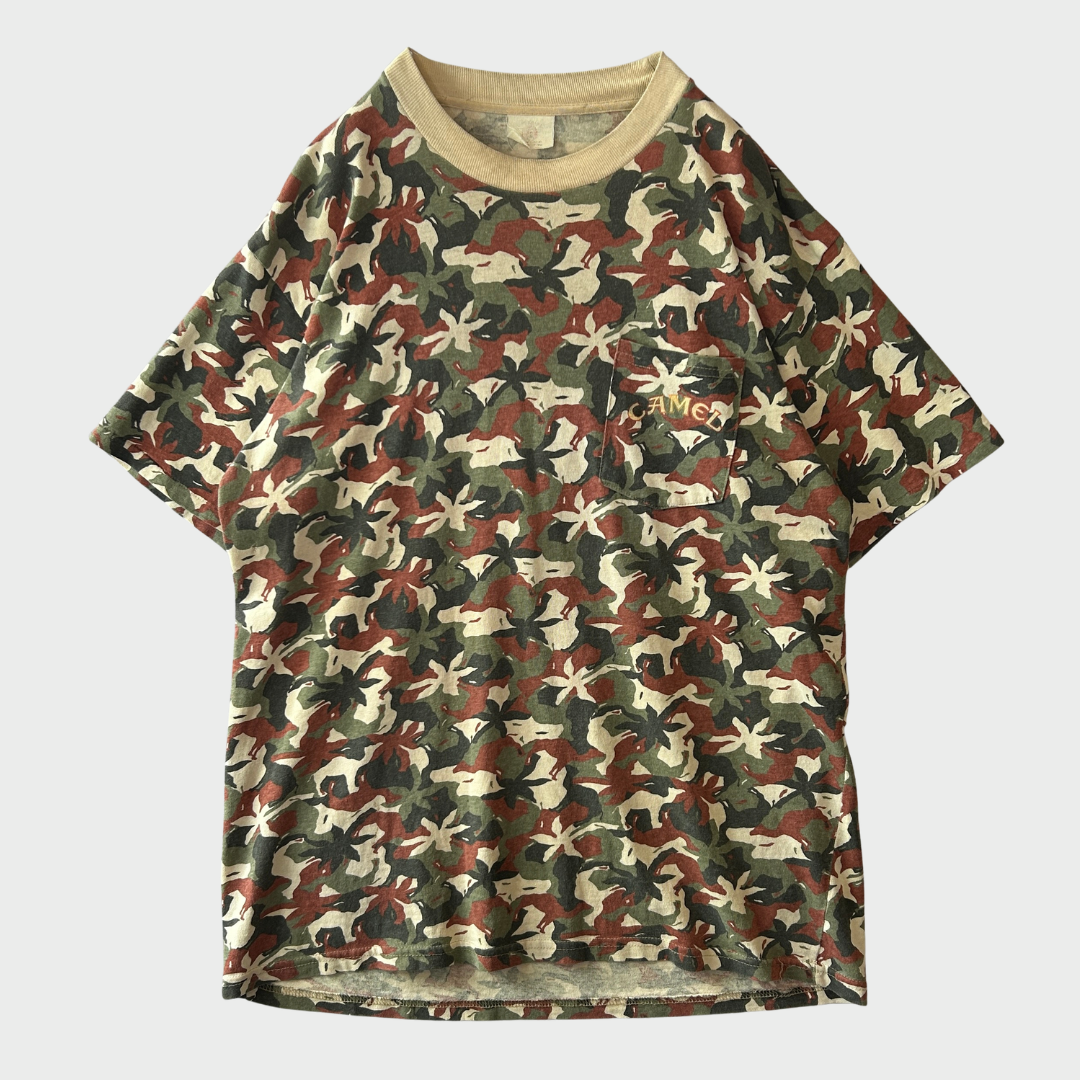 90's CAMEL ラクダ 迷彩柄 カモ柄 Tシャツ (XL) /B3518T-SO