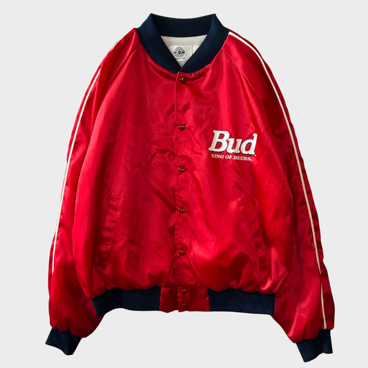 90's Bud "King of Beers" バドワイザー ナイロンジャケット 赤 (サイズ不明)/A6010J-SO