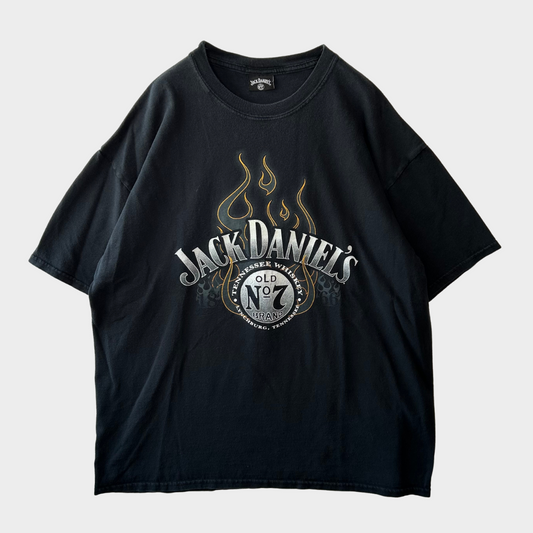 00's JACK DANIEL'S ロゴTファイヤーパターン 企業T 黒 (XL)/A6416T-SO