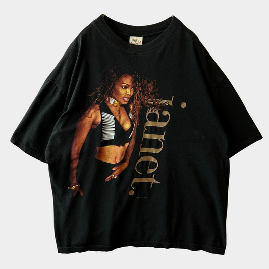 90's Janet Jackson ジャネット・ジャクソン 93-94 World Tour Tシャツ 黒(XL)A7132T-SO