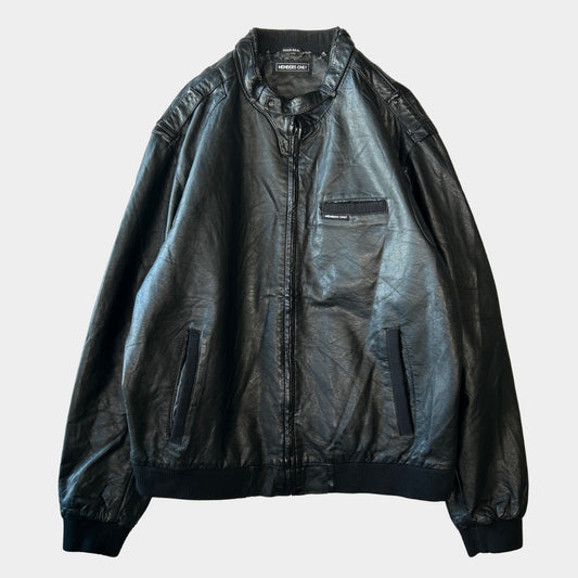 90's~ MEMBERS ONLY fake leather jacket ファイクレザー ジャケット ブラック (2XL)/B0584J-SO