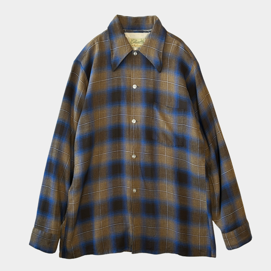70's Chevella by Arrow レーヨン オンブレチェックシャツ (M)/A9198SH-SO