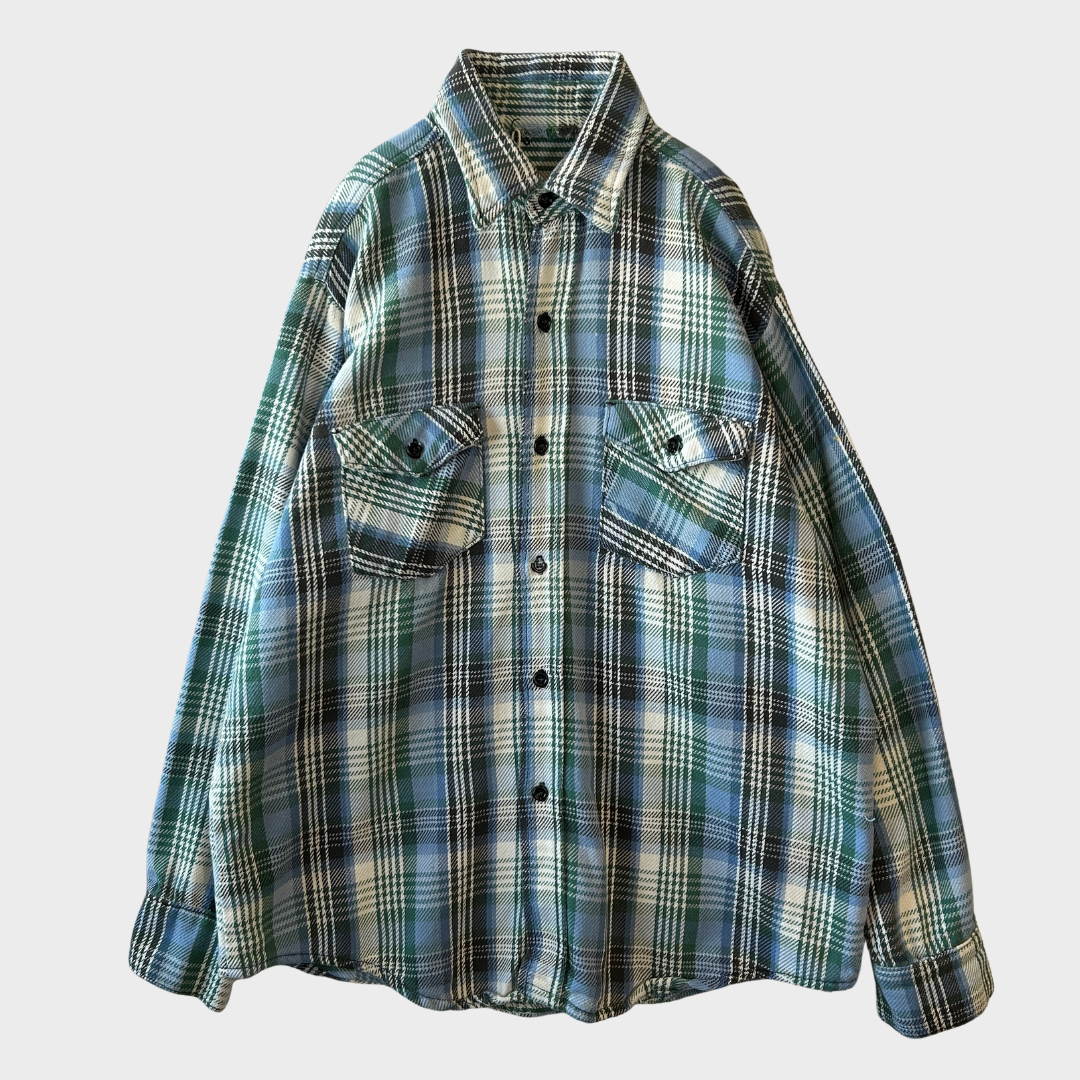 80's~ ブランド不明 ヘビーネルシャツ チェックシャツ (L相当)/A8814SH-SO